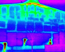 Thermal Image Showing Wet Insulation In A Built Up Cladding System In A New Building